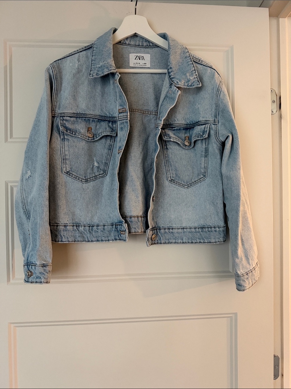 ZARA Light Wash Kids Denim Jacket in Pale Blue